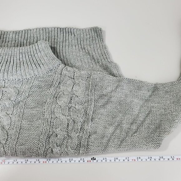 Faithfull the Brand Womens Chunky Sweater Size 6 Gray Mock Neck Cable Knit FLAW - Picture 7 of 8